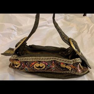 Stunning black and gold embroidered handbag
